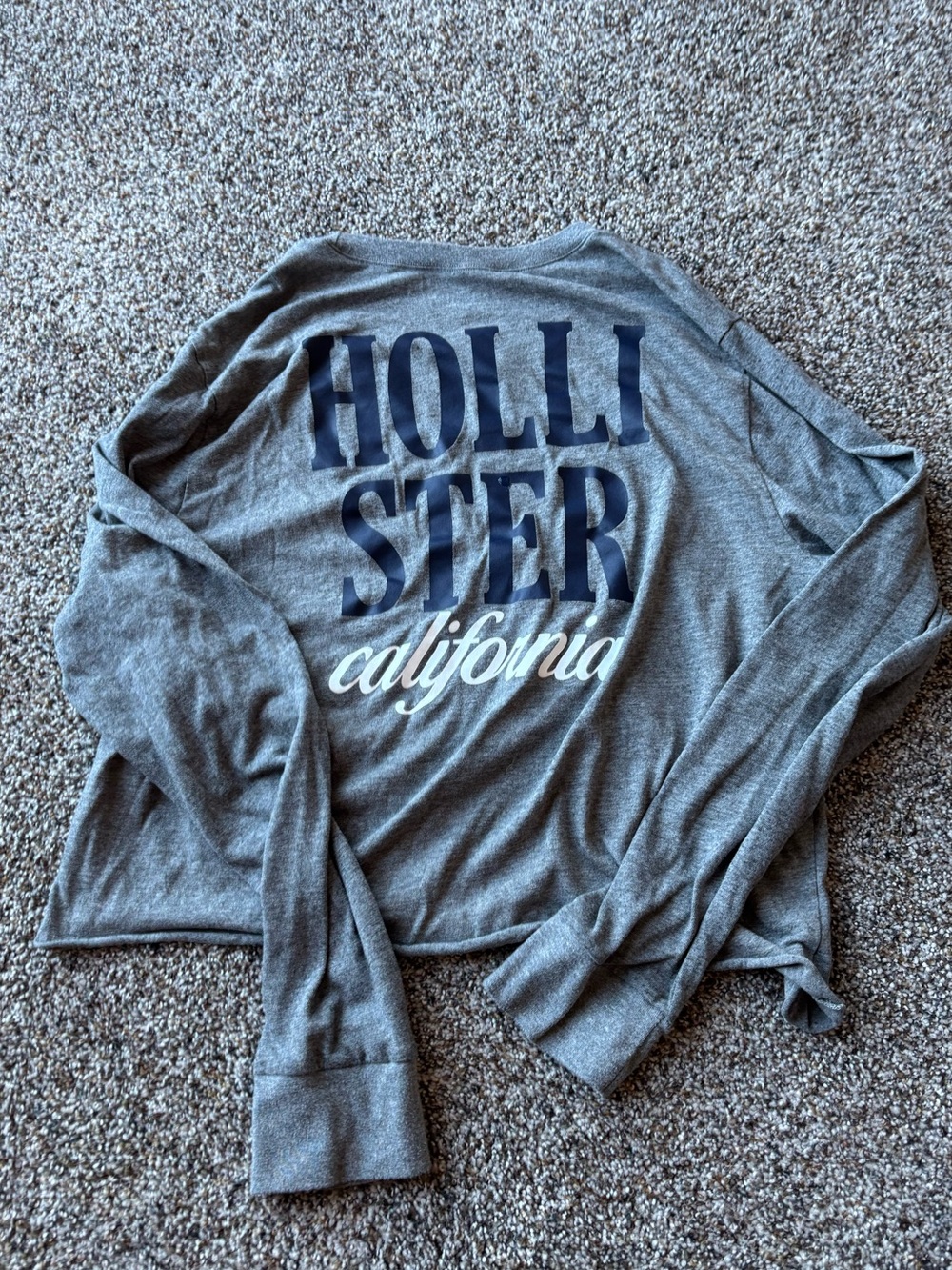 Hollister Gray Long Sleeve Graphic Tee California Soft Girl medium cropped